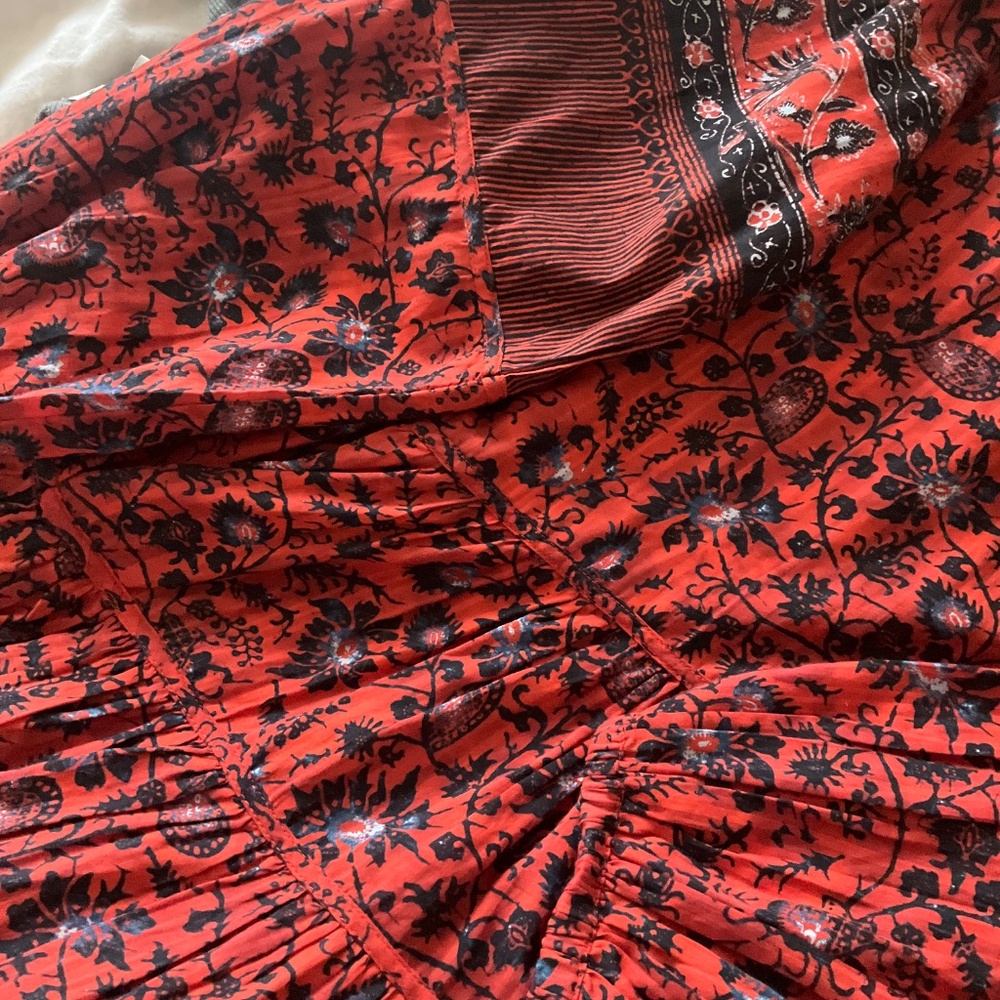 Ulla Johnson   Abri Floral Cotton-Blend Tie-Waist Minidress - Picture 5 of 6
